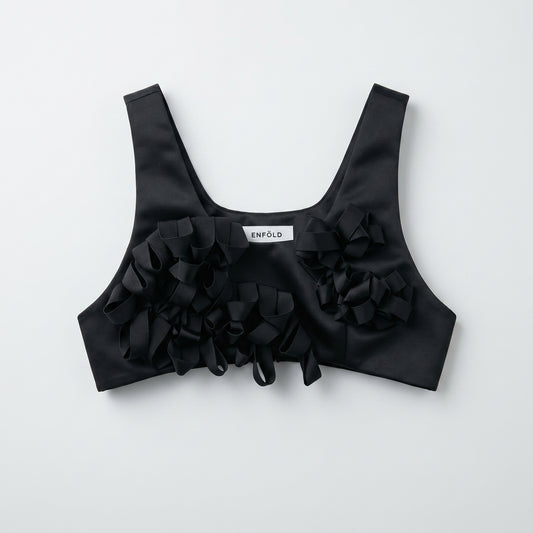 Architectural Ribbon Embellished Crop Top