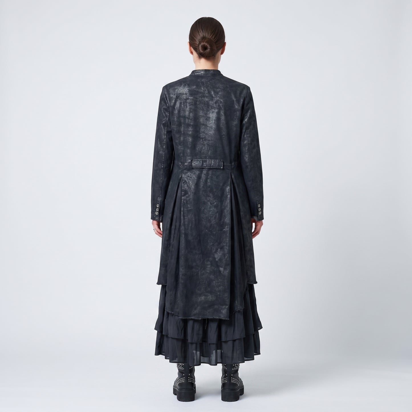 Distressed Washed Cotton Long Jacket