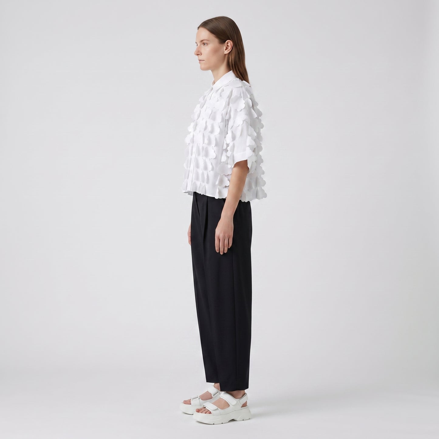 Textured White Appliqué Shirt