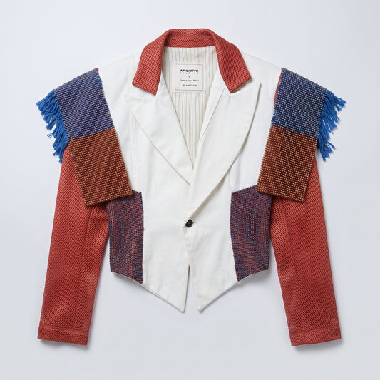 Colorblock Structured Fringe Blazer