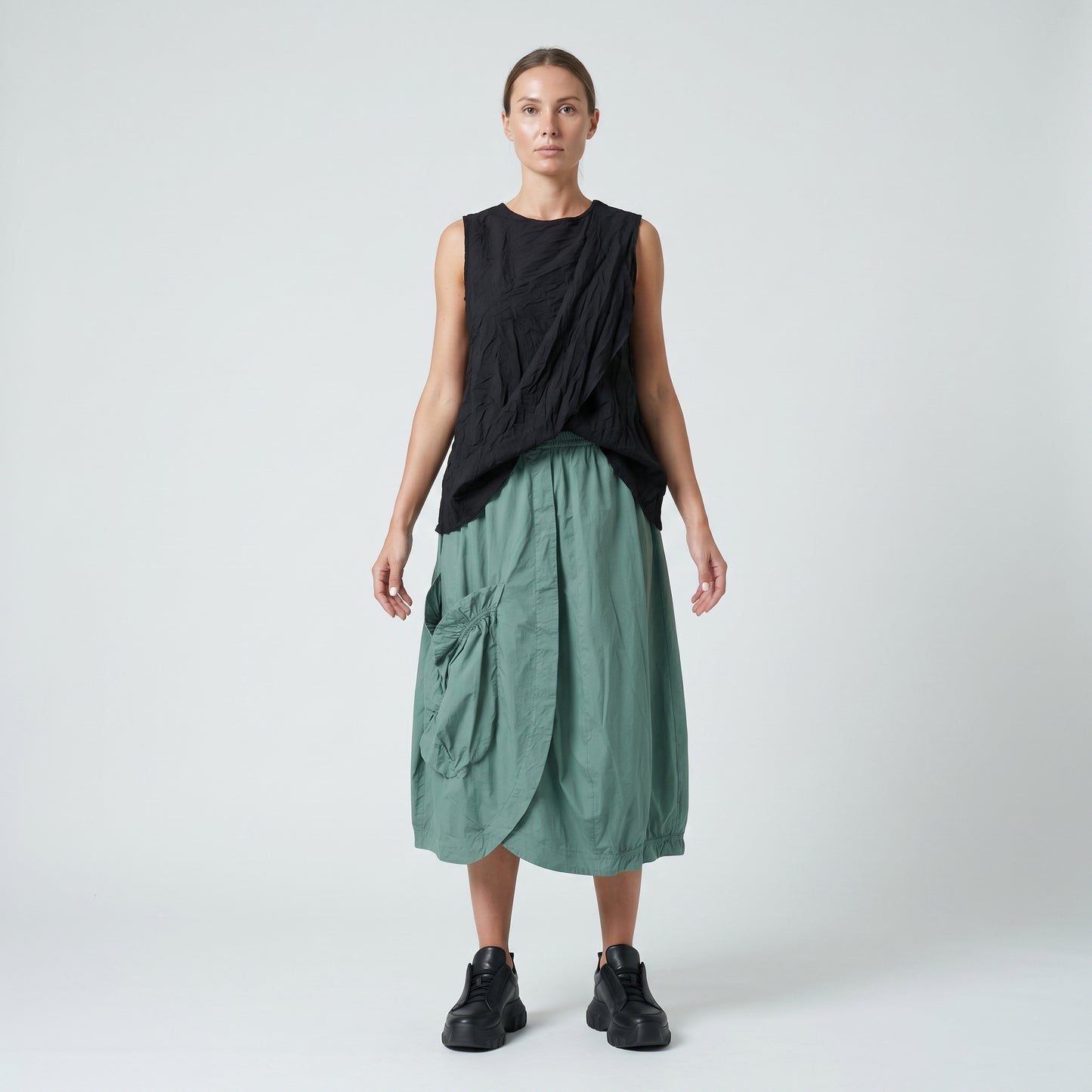 Avant-Garde Draped Balloon Skirt