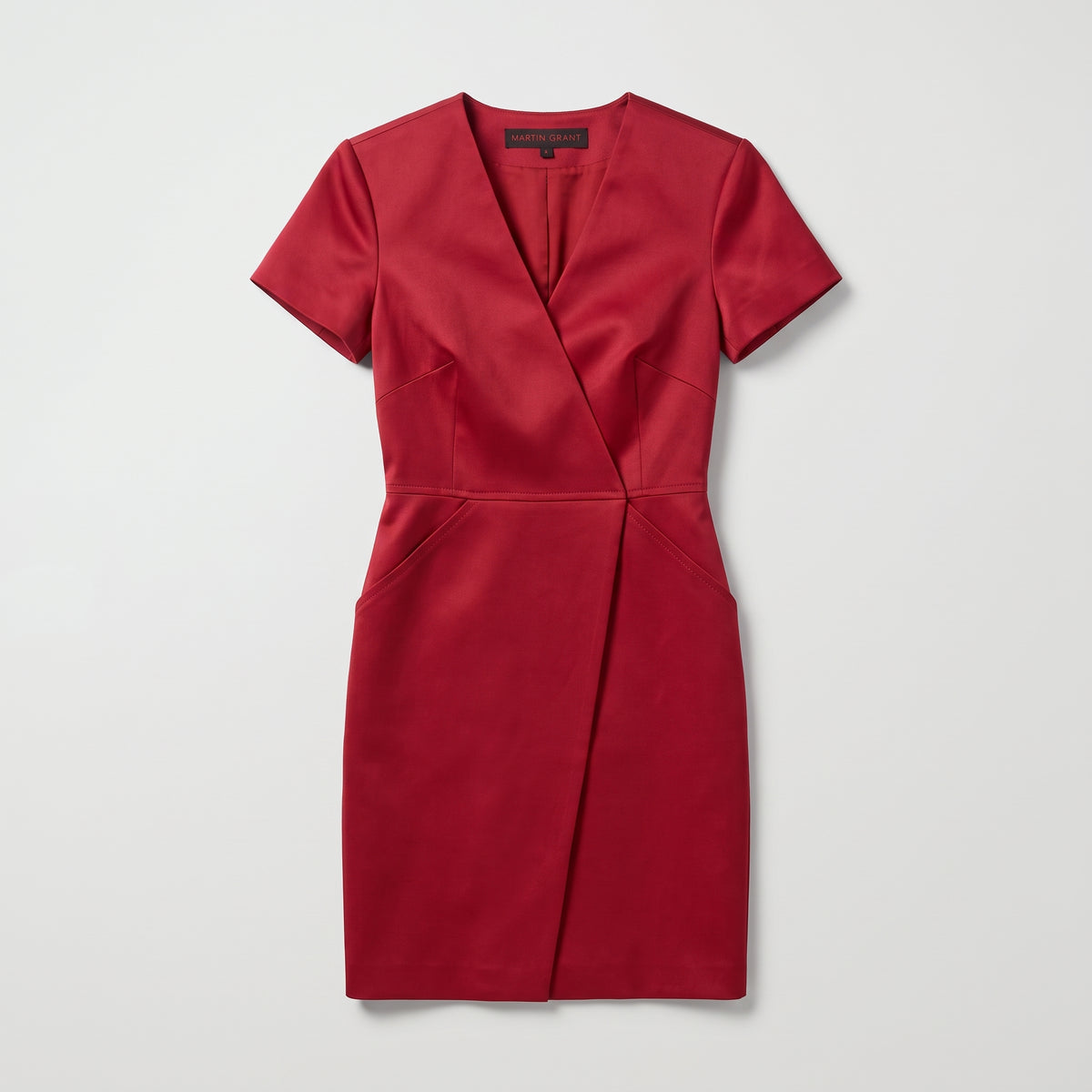 Tailored V-Neck Red Dress