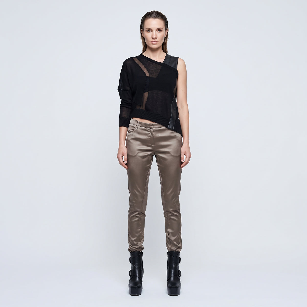 Satin Finish Tailored Trousers