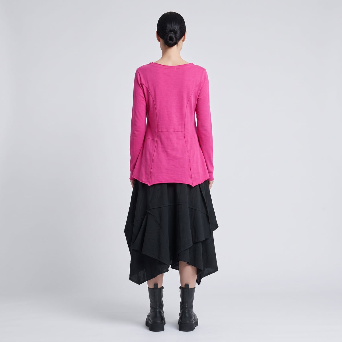 Vibrant Pink Fitted Long-Sleeve Top