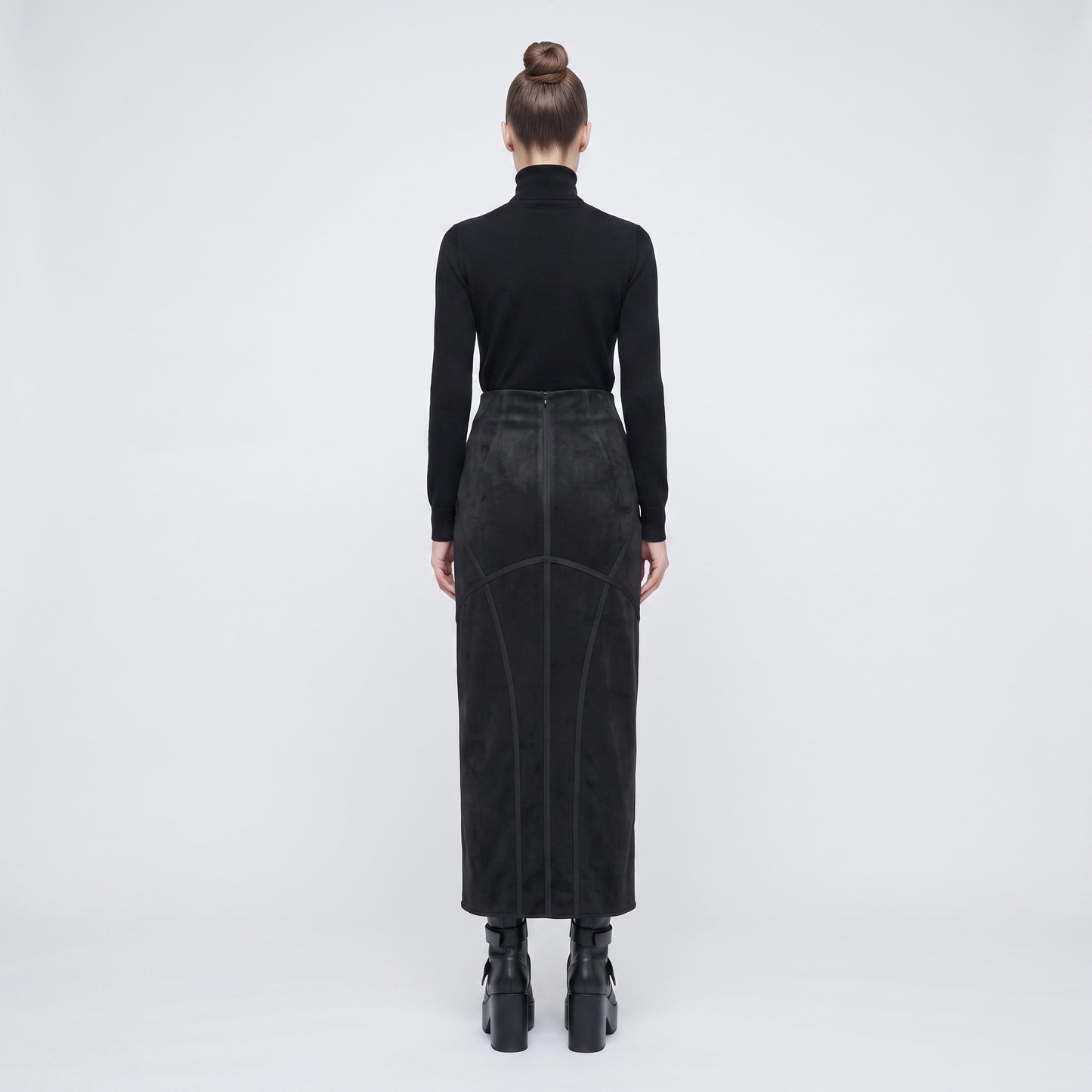 Structured Paneled Midi Skirt