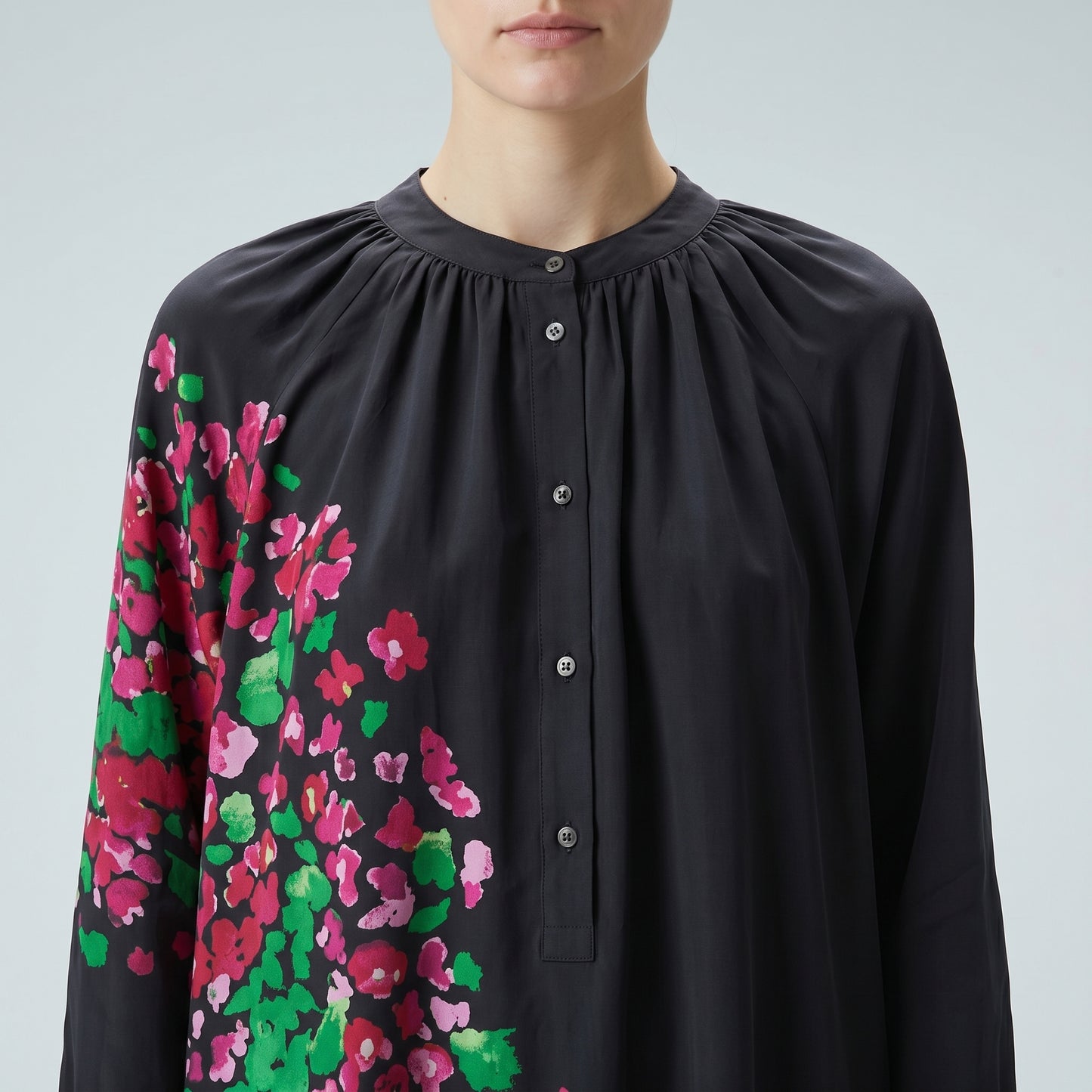 Floral Print Buttoned Midi Dress