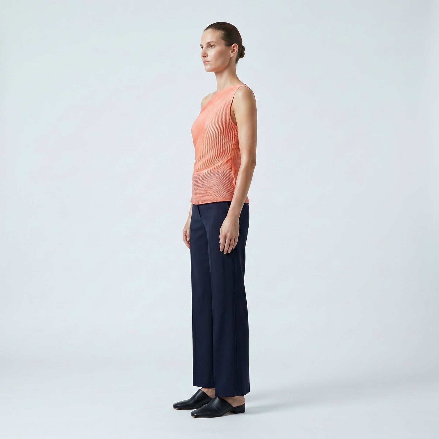 Asymmetrical Coral Ribbed Top