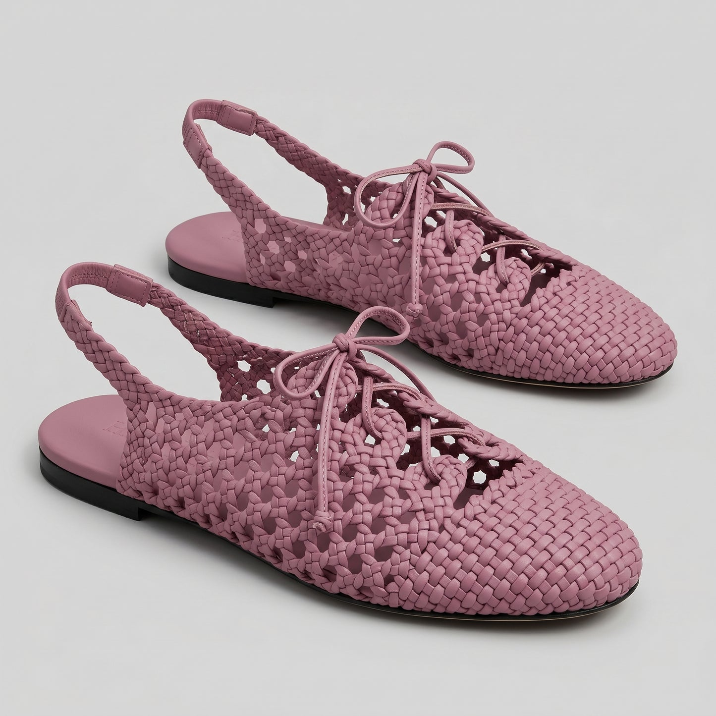 Woven Leather Slingback Ballet Flats