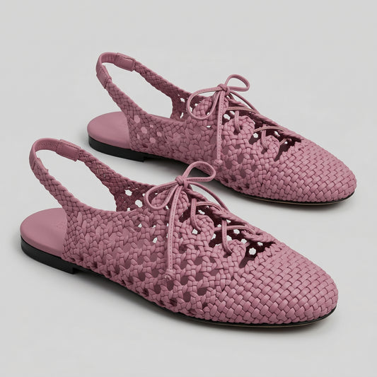 Woven Leather Slingback Ballet Flats
