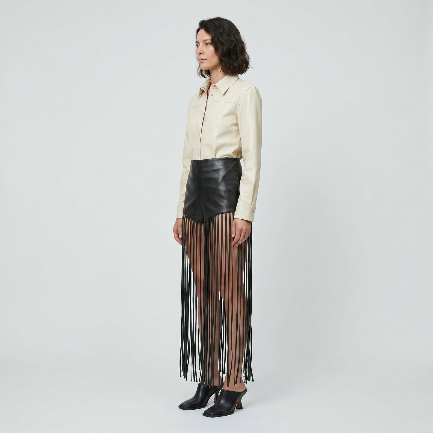 Fringed Vegan Leather Shorts
