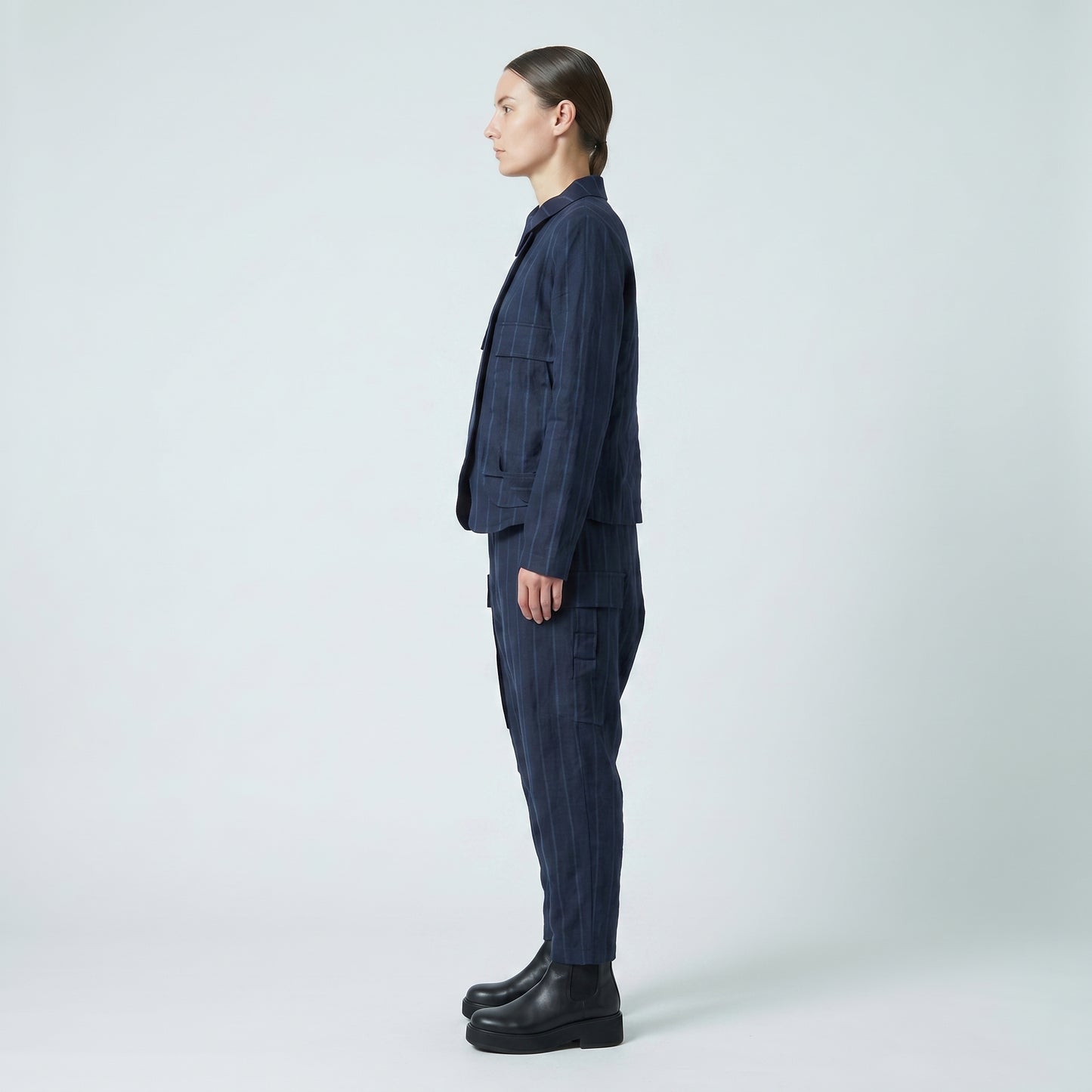 Pinstripe Drop Crotch Trousers
