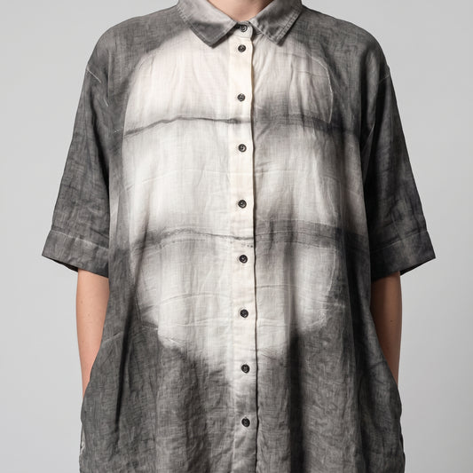 Abstract Dyed Linen Button-Down Shirt