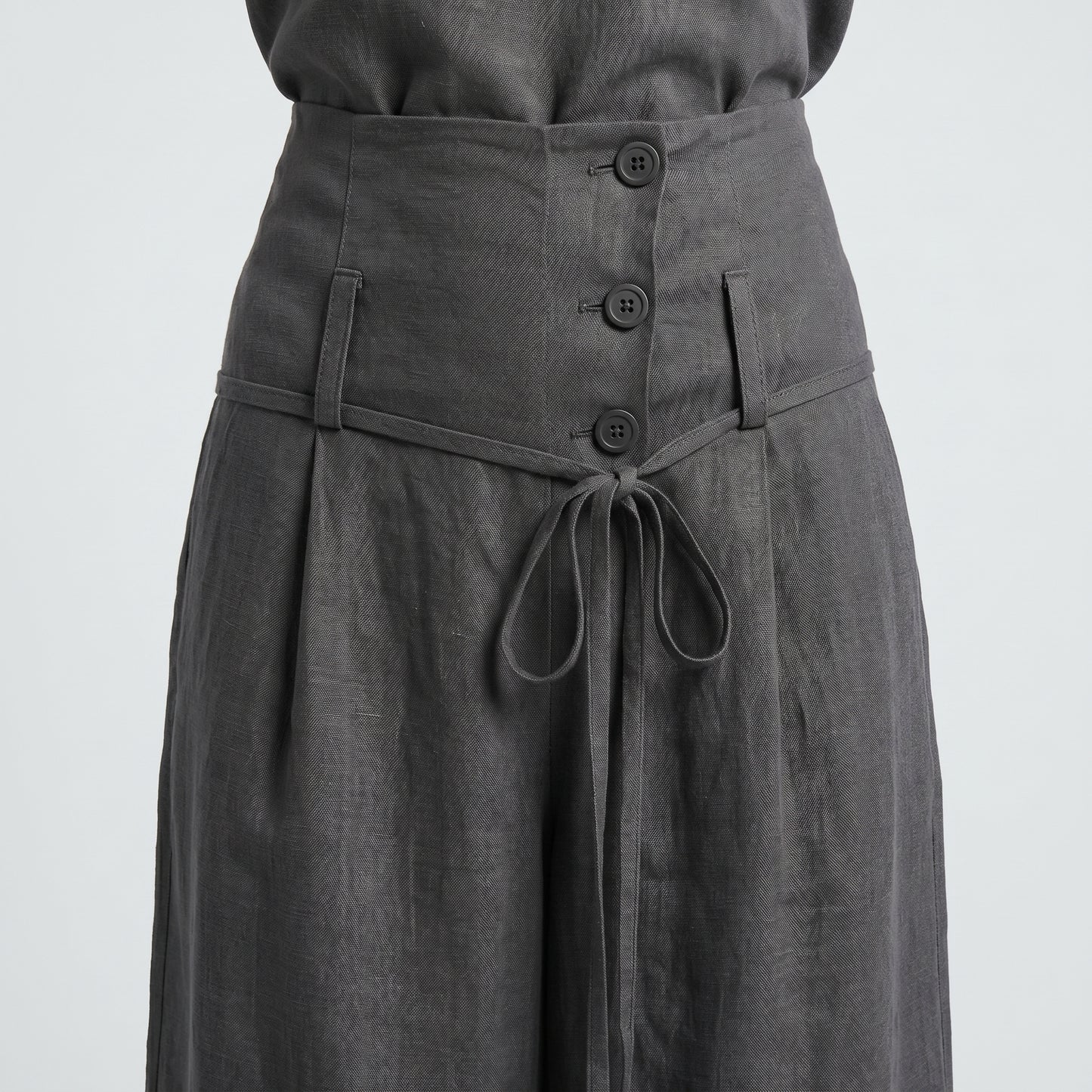 High-Waisted Linen Wide-Leg Trousers