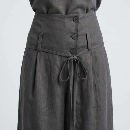 High-Waisted Linen Wide-Leg Trousers