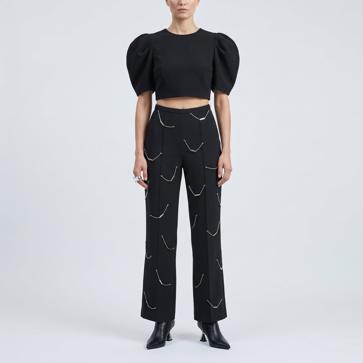 Chain Embellished Tailored Trousers
