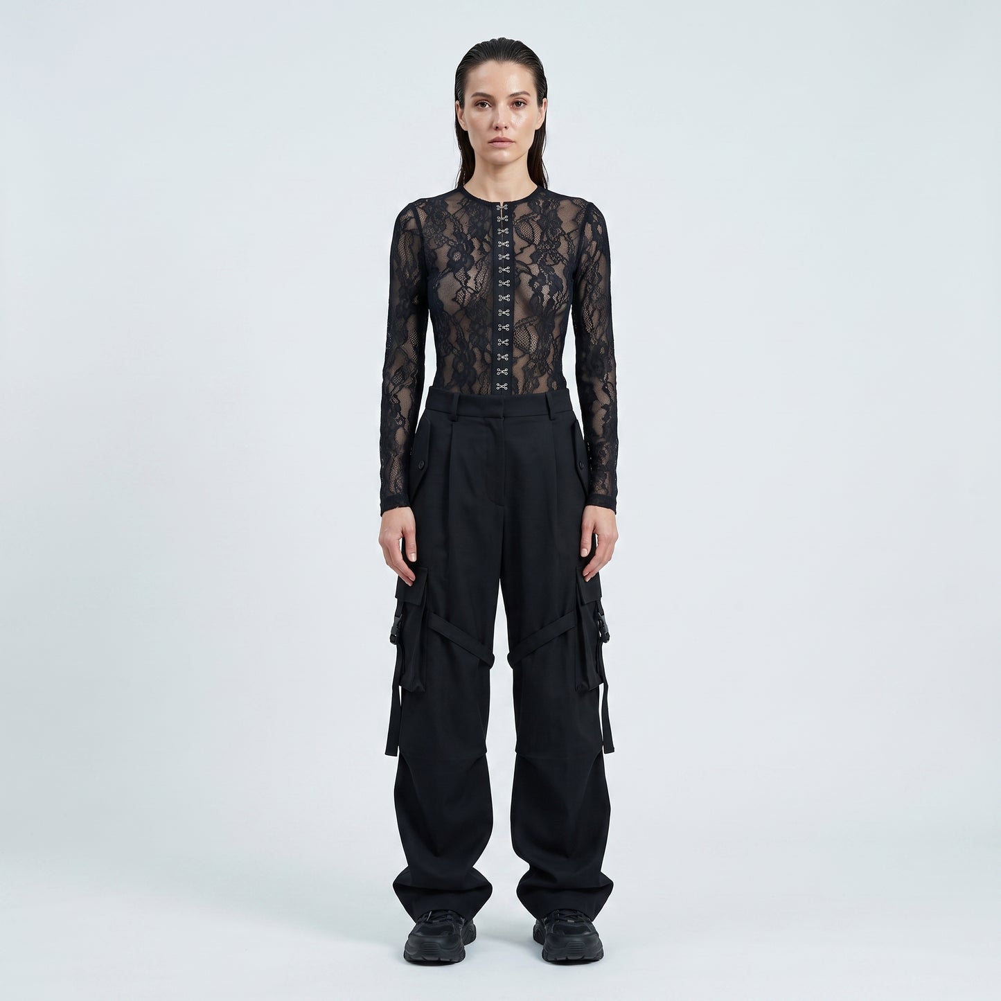 Sheer Floral Lace Hook Top