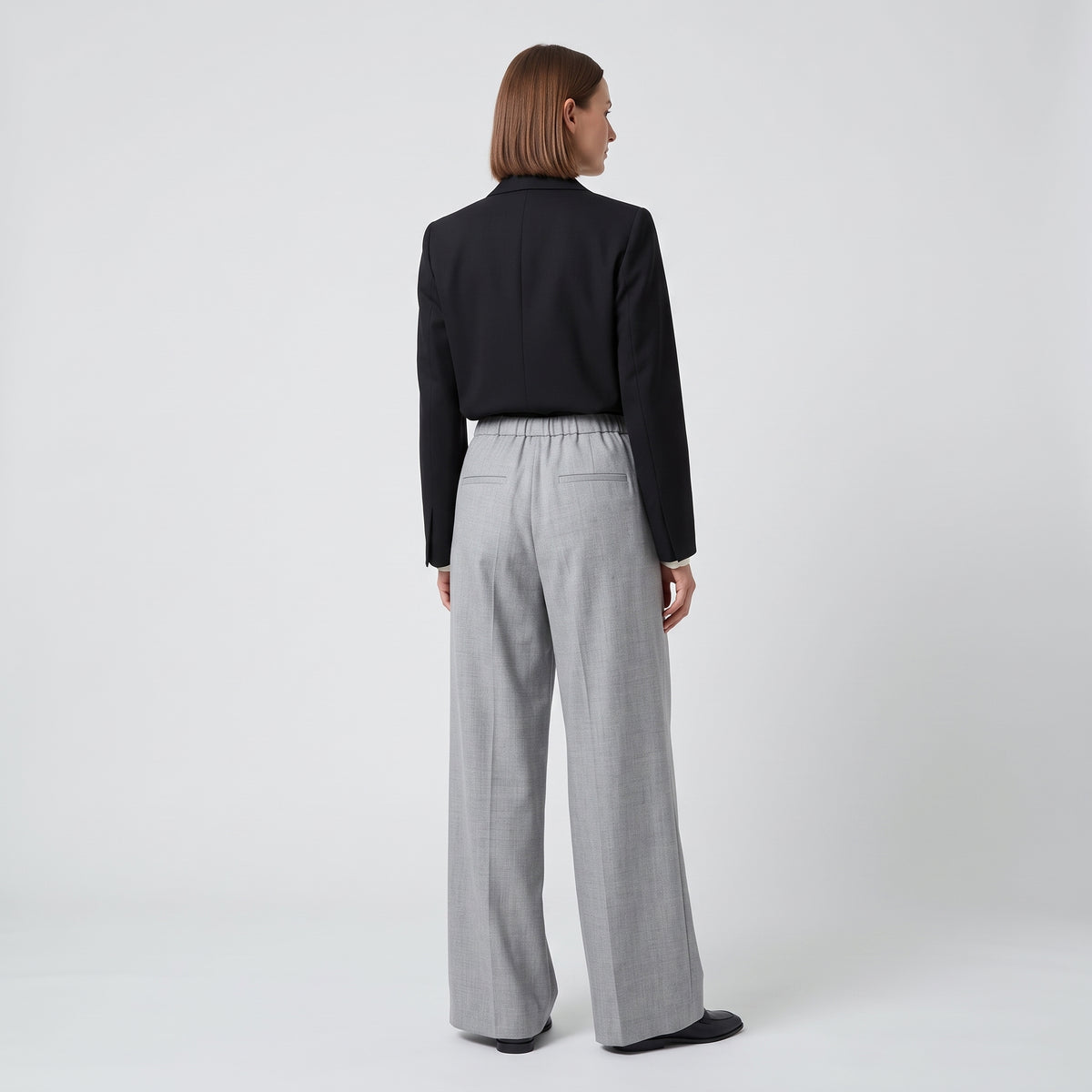 Tailored Grey Wide-Leg Trousers