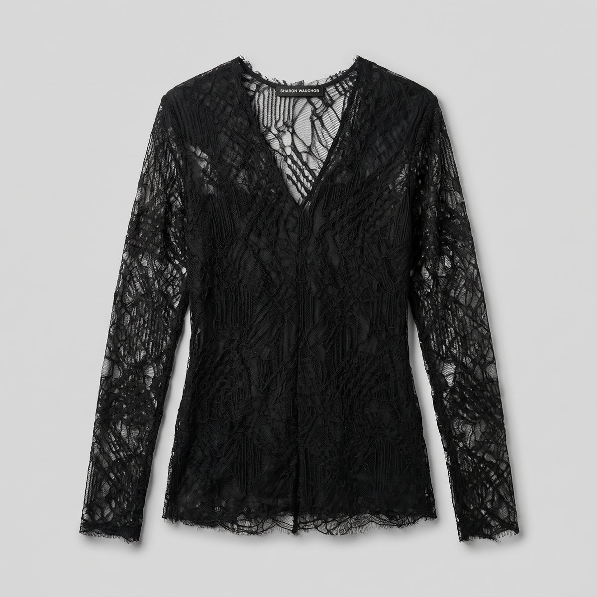 Elegant Black Lace V-Neck Top