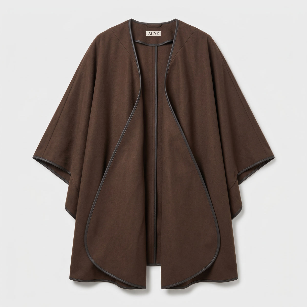 Leather Trimmed Wool Cape