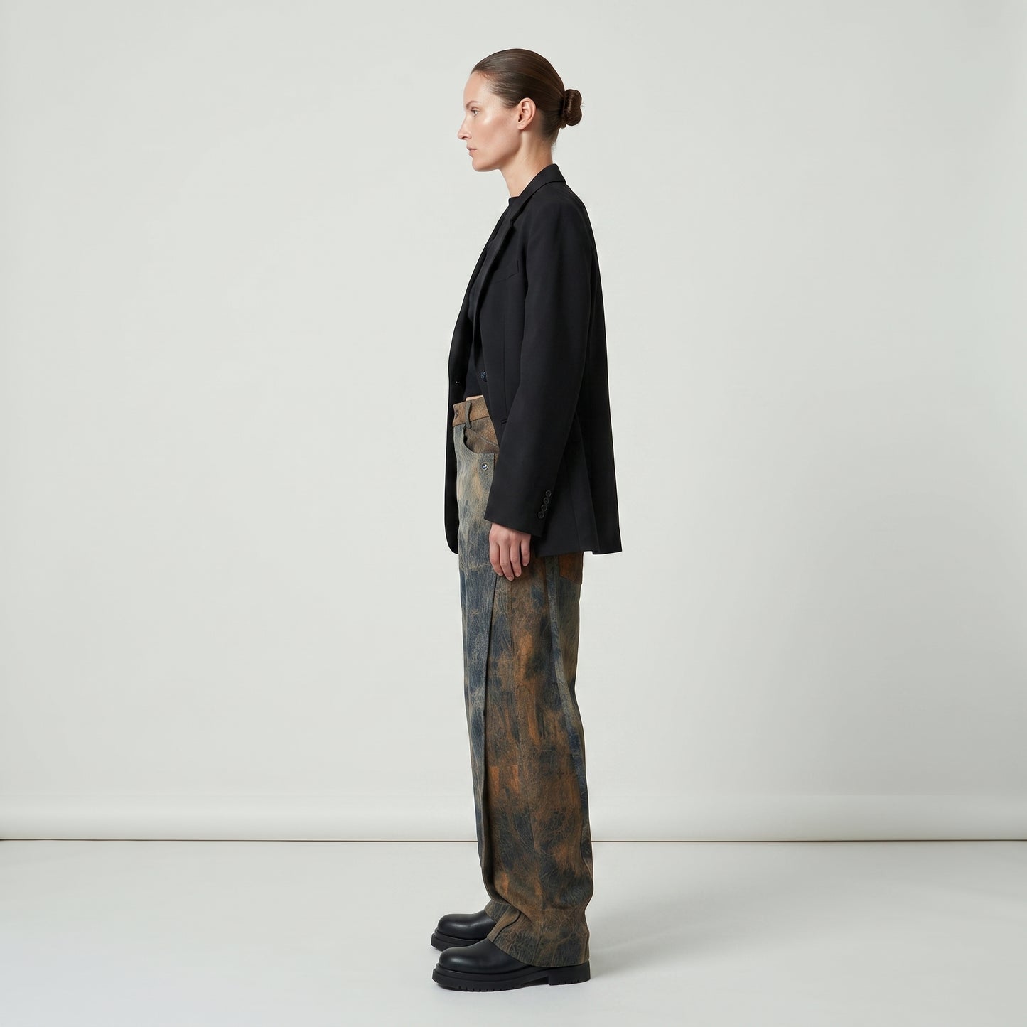 Distressed Tie-Dye Denim Trousers