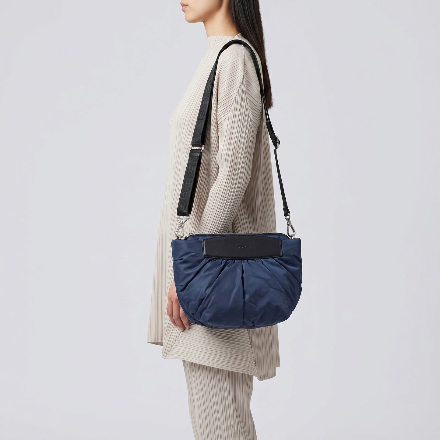 Quilted Ruched Nylon Clutch Bag
