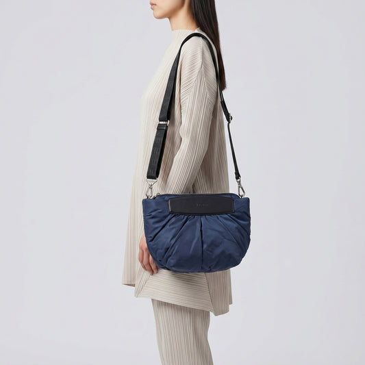 Quilted Ruched Nylon Clutch Bag