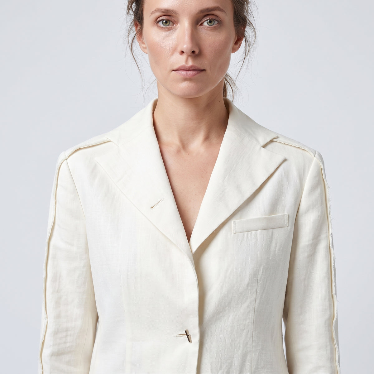 Tailored Off-White Linen Blazer