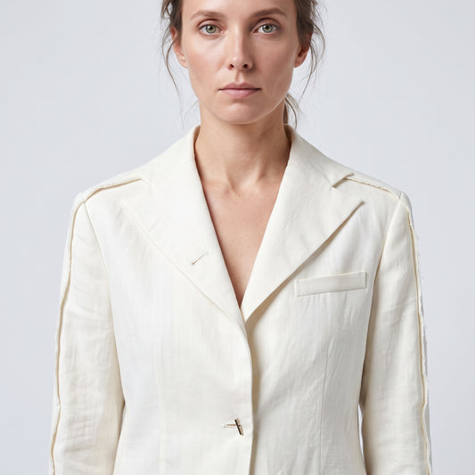 Tailored Off-White Linen Blazer