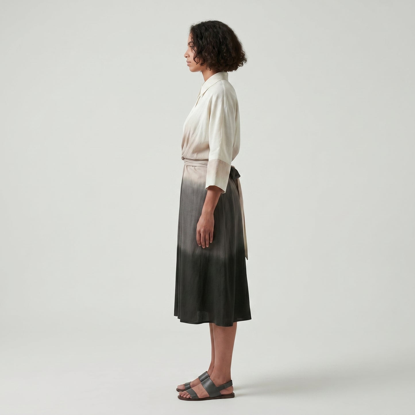 Ombre Twist Front Shirt Dress