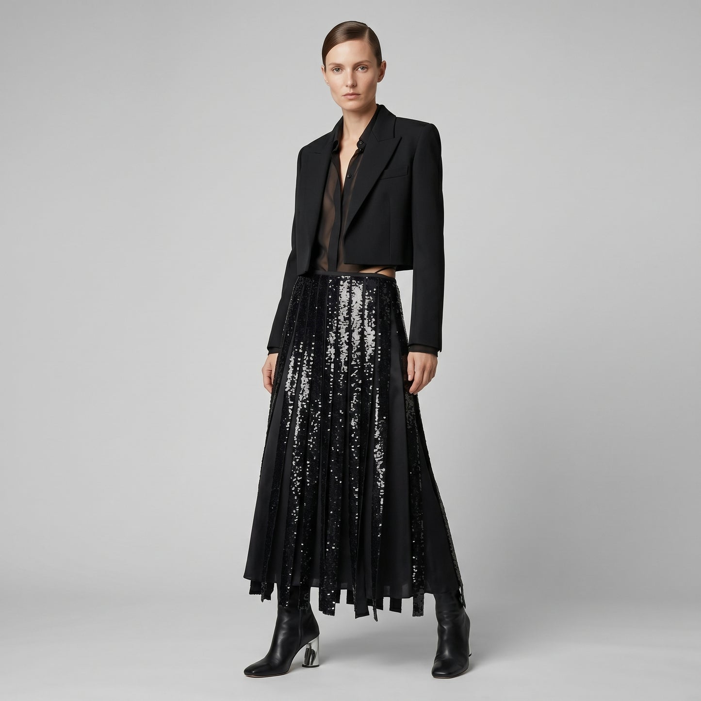 Sequin Embellished Maxi Skirt