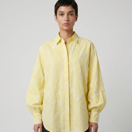 Embroidered Pastel Yellow Shirt