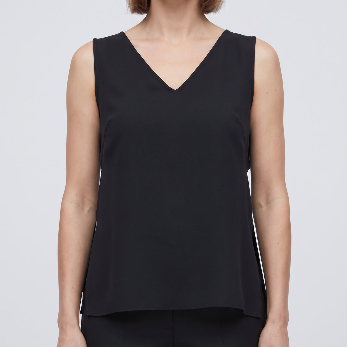Sleeveless Tailored V-Neck Top