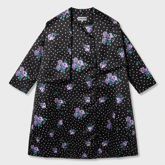 Floral Polka Dot Silk Coat