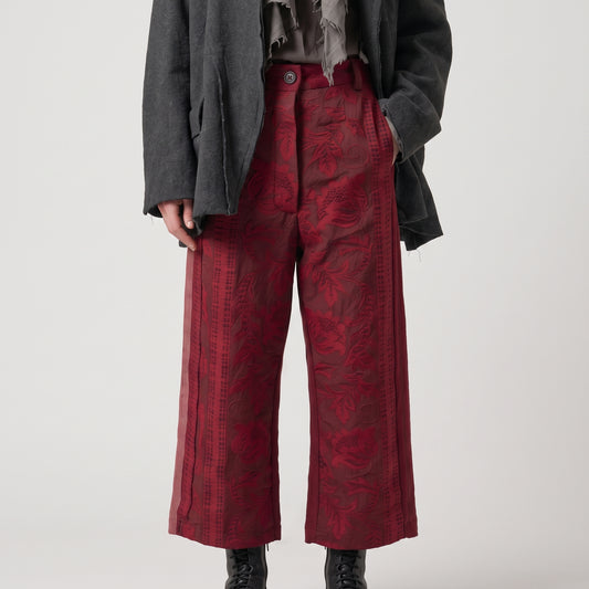 Floral Embroidered Cropped Trousers