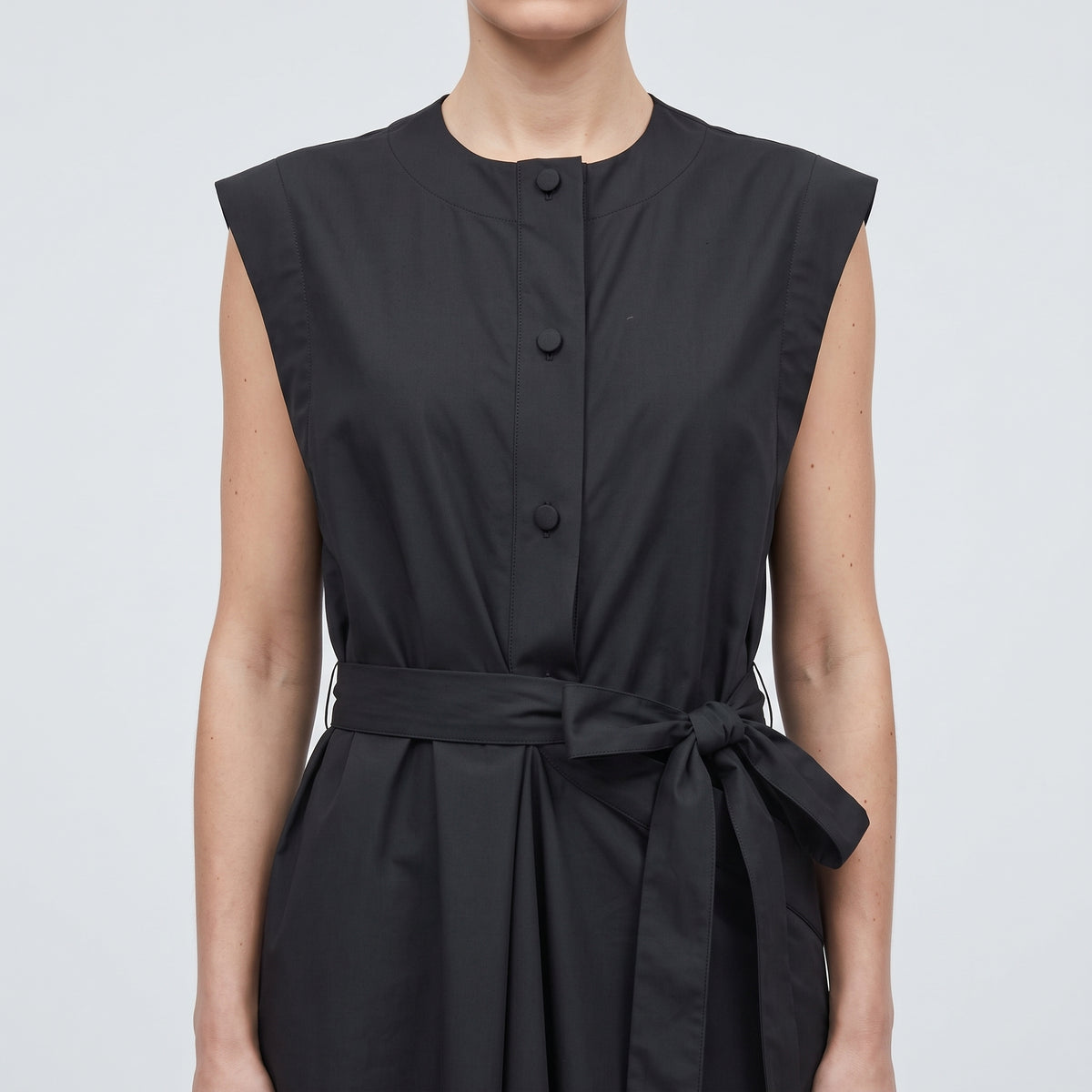 Structured Sleeveless Tie Waist Vest