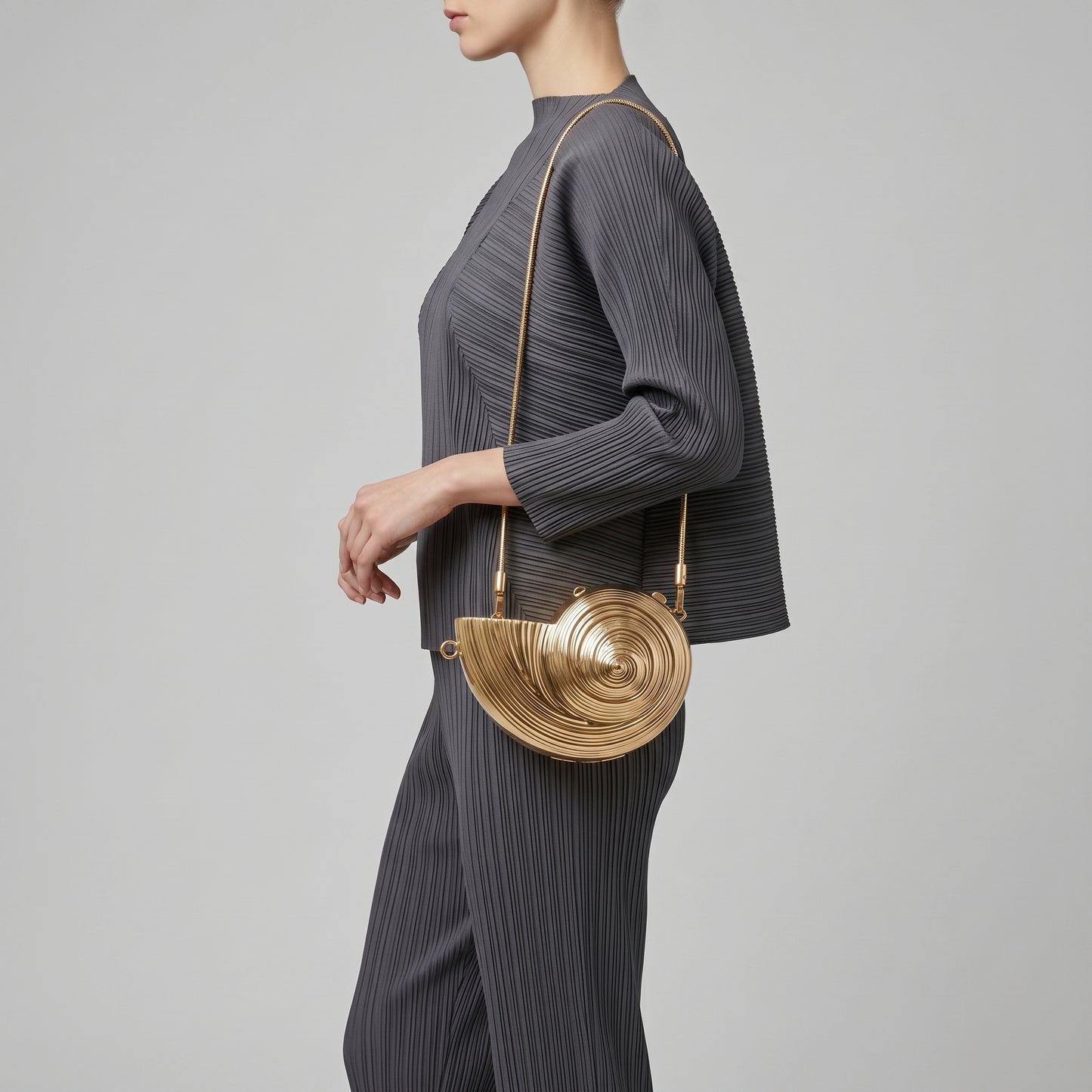 Metallic Shell Minaudiere Clutch