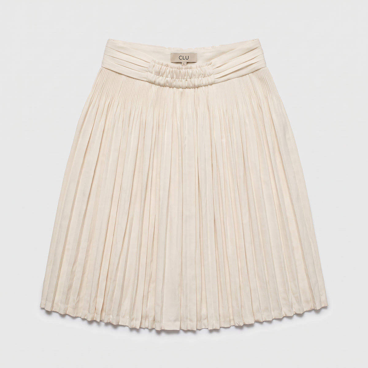 Pleated High-Waisted Cream Skirt