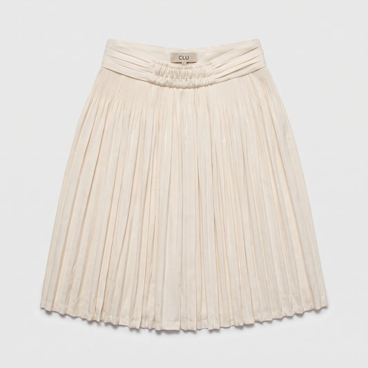 Pleated High-Waisted Cream Skirt