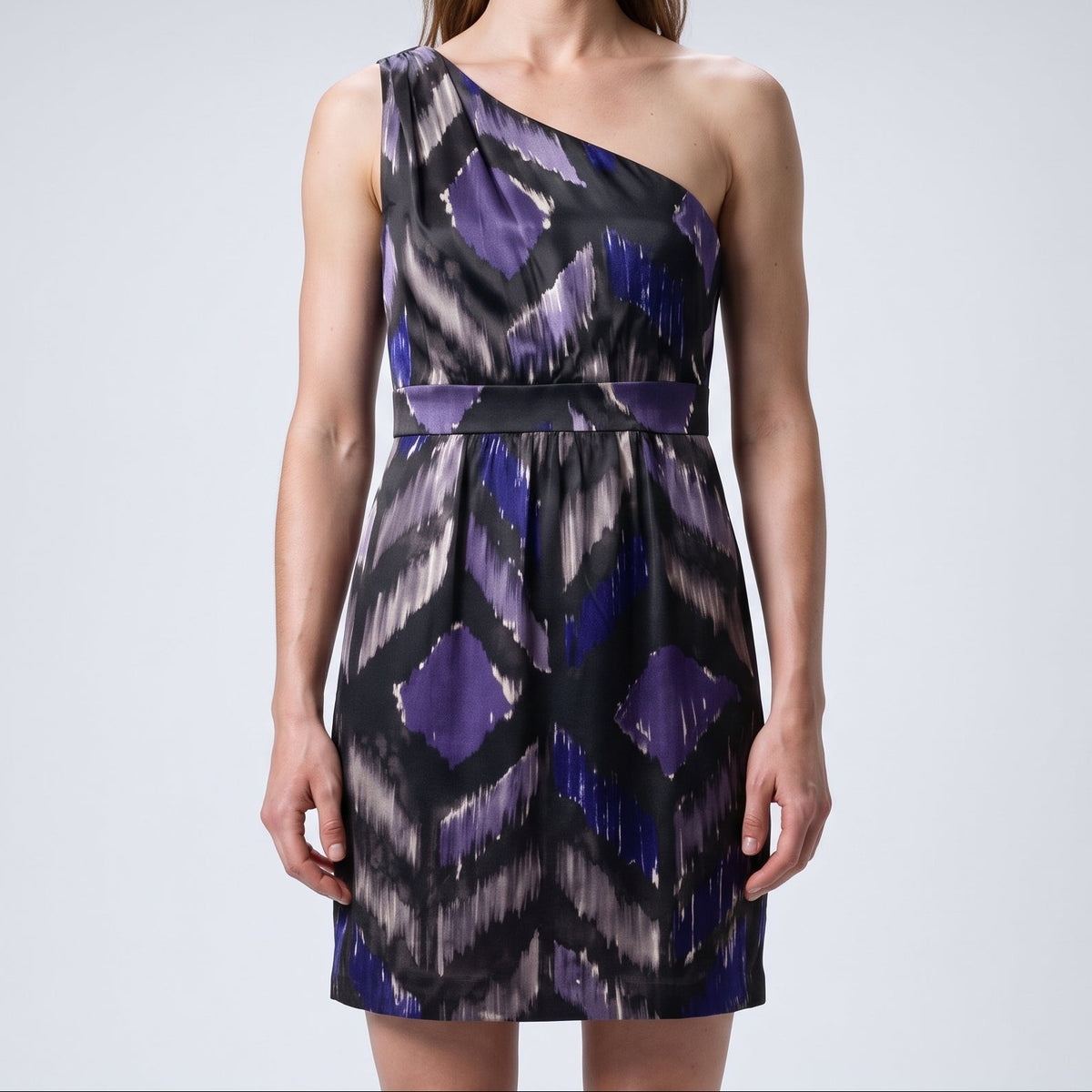 Abstract Print One-Shoulder Dress