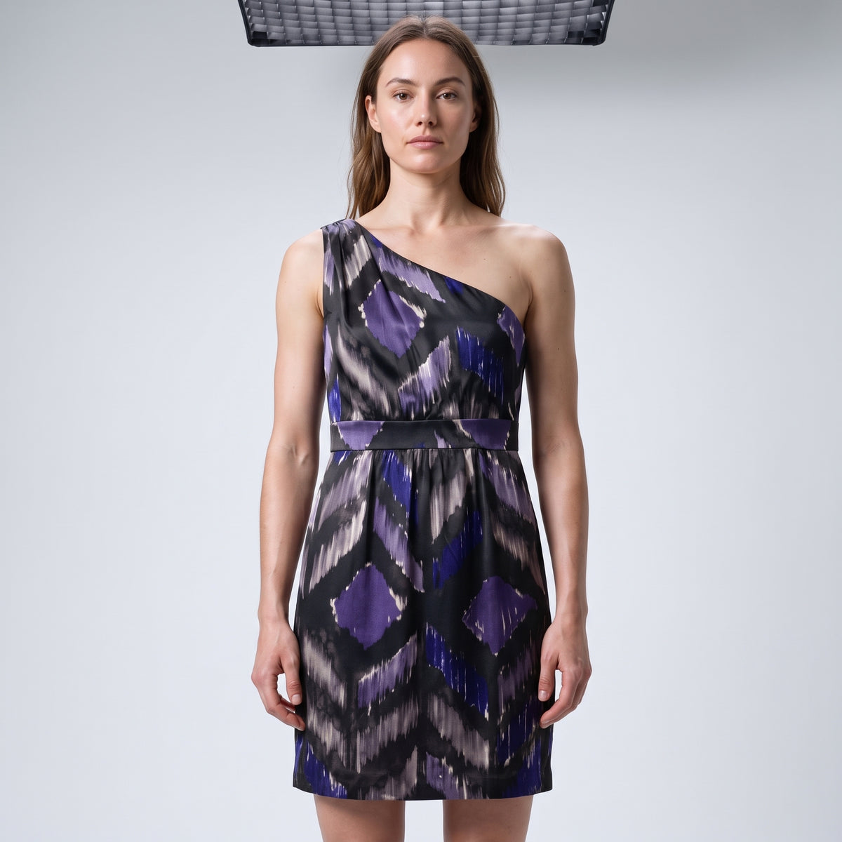 Abstract Print One-Shoulder Dress