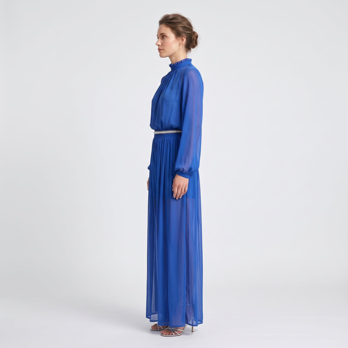 Pleated High-Waisted Wide-Leg Trousers