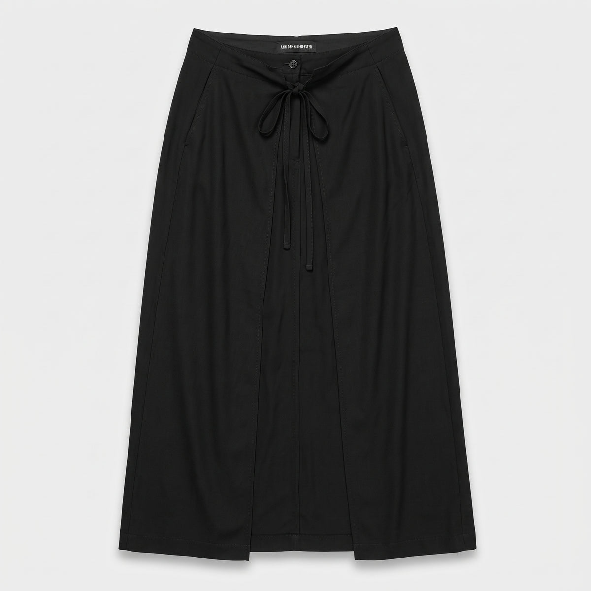 Black Drawstring Midi Skirt