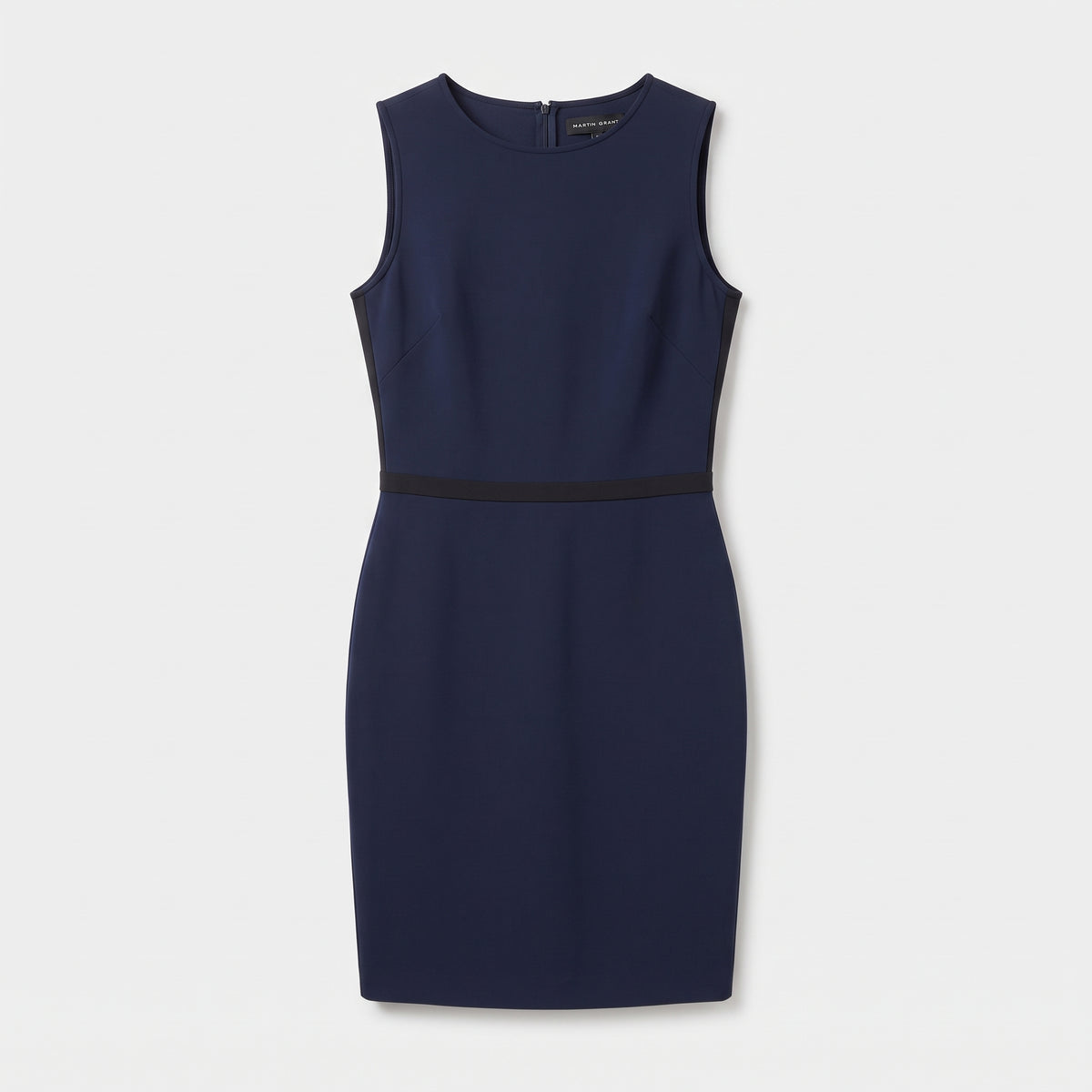 Sleeveless Navy Tailored Sheath Dress