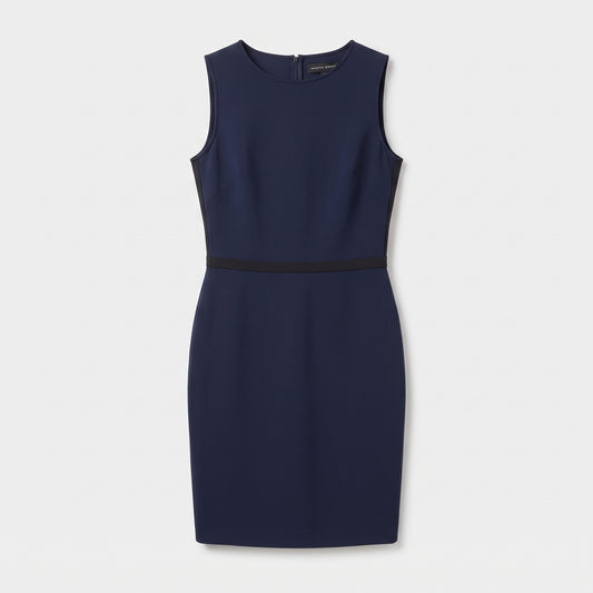 Sleeveless Navy Tailored Sheath Dress