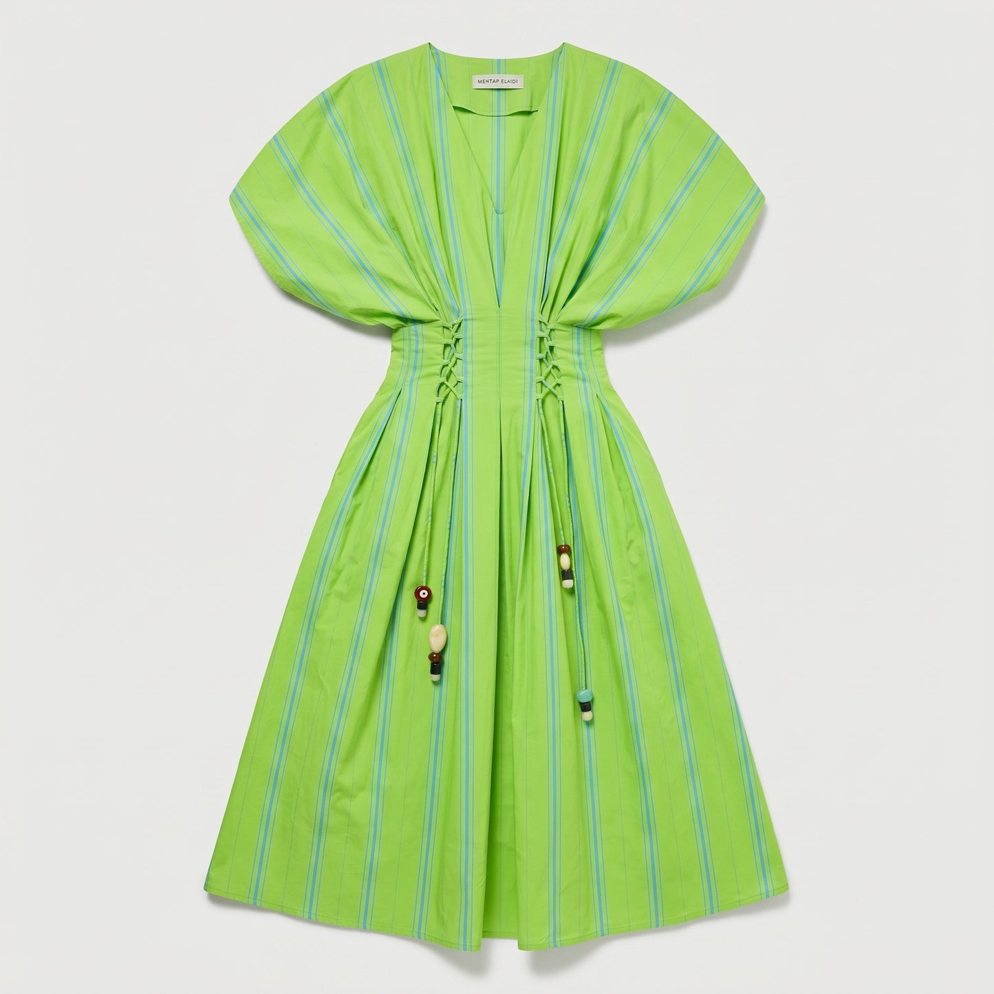 Corset Waist Striped Midi Dress