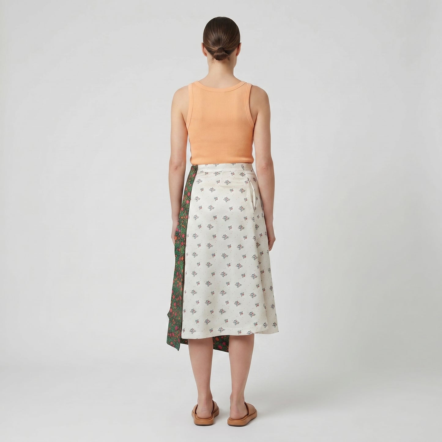 Floral Contrast Midi Skirt