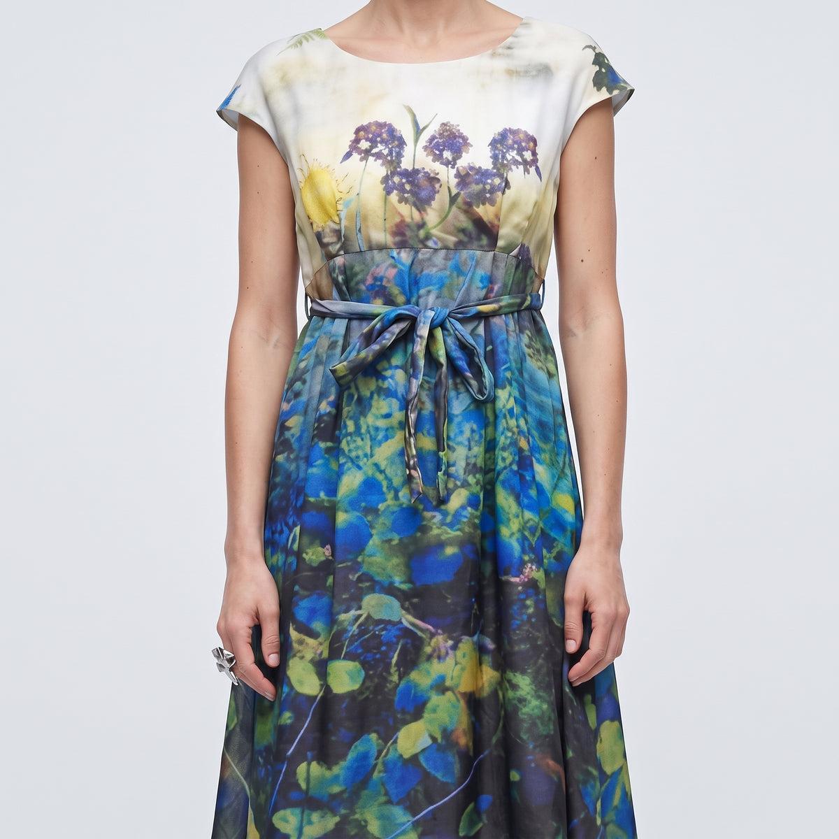 Floral Print Cap Sleeve Dress