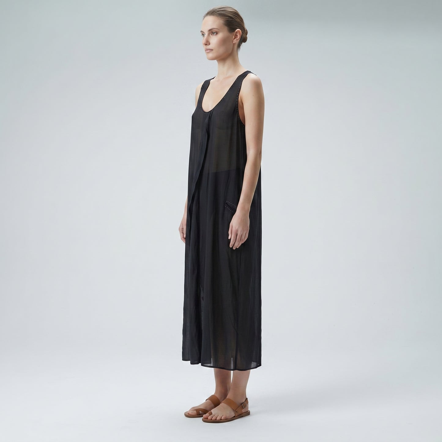 Sheer Black Sleeveless Tunic