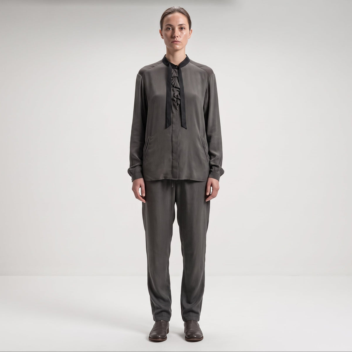 Minimalist Silk Bomber Jacket