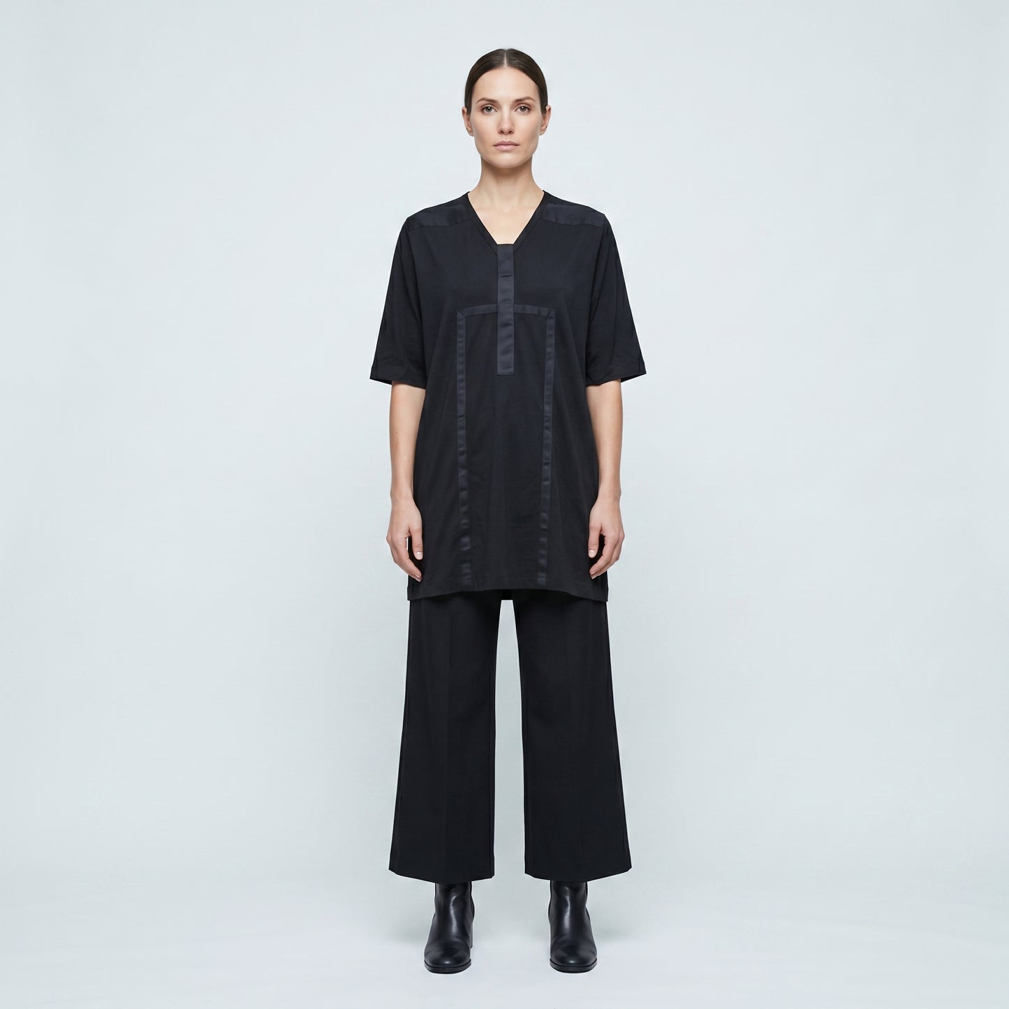 Paneled V-Neck T-Shirt